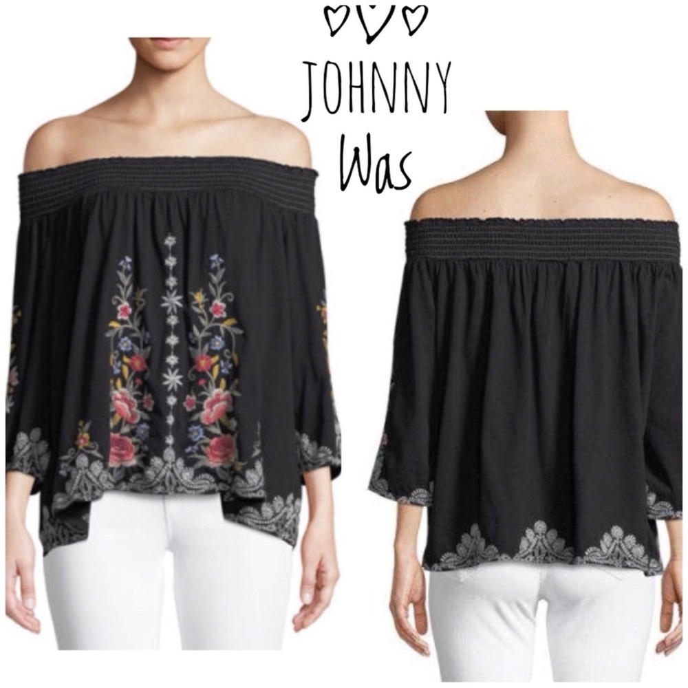 Johnny Was off shoulder roses top S - Picture 5 of 6